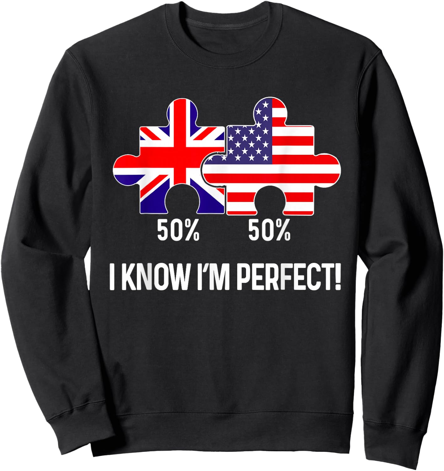 Half American Half British Flag Map Combined USA UK Sweatshirt - Sweatshirt | Black