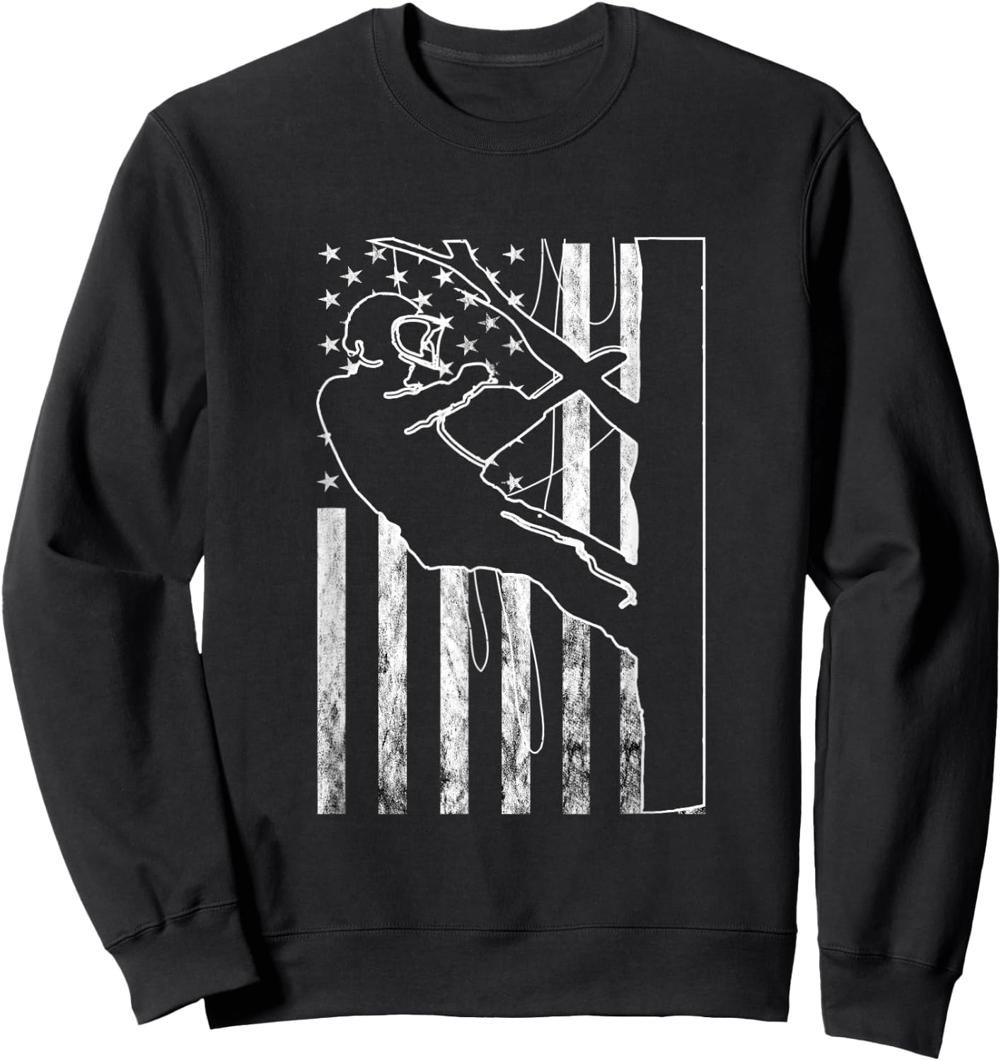 Arborist America USA Outdoorsman Tree Climbing Logger Sweatshirt - Sweatshirt | Black