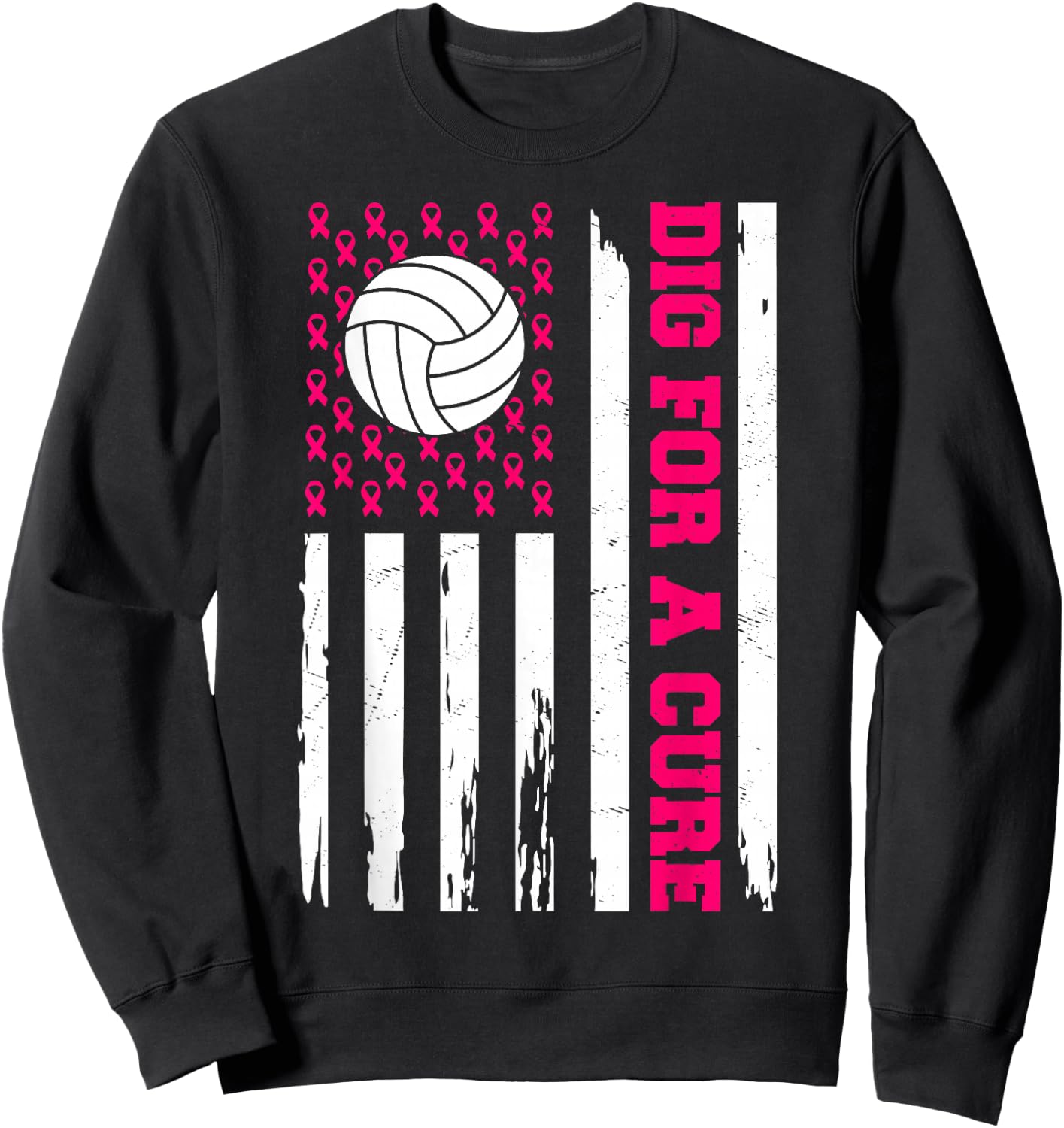 Dig For A Cure Breast Cancer Awareness Volleyball Pink Sweatshirt - Sweatshirt | Black