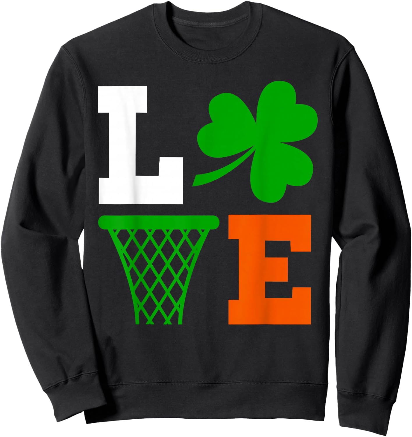 Irish Cute Funny Basketball St Patrick's Day Lucky Shamrock Sweatshirt - Sweatshirt | Black