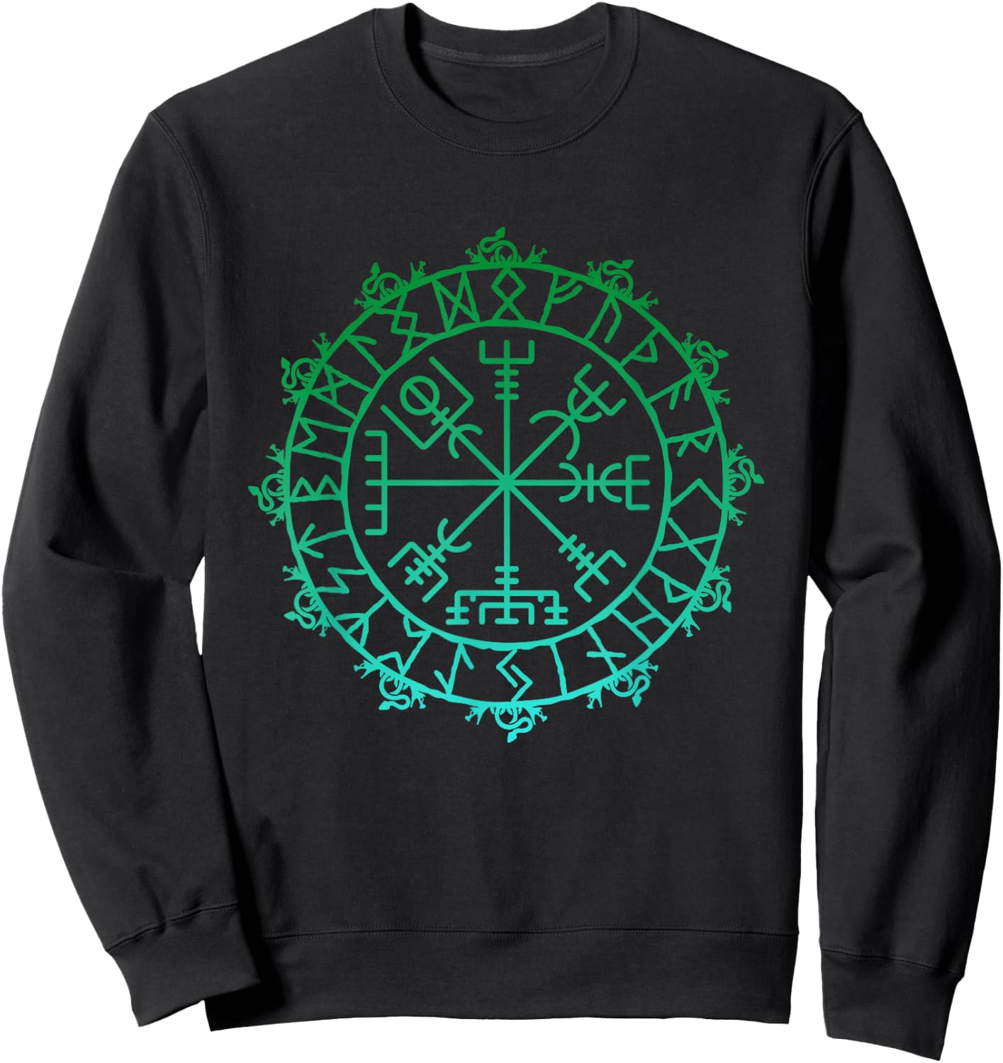 Nordic Symbol Vegvisir Viking Symbol Celtic Rune Sweatshirt - Sweatshirt | Black