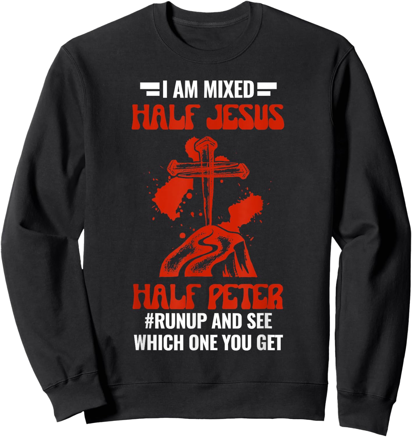 Mixed Half Jesus and Half Peter Christians Sweatshirt - Sweatshirt | Black
