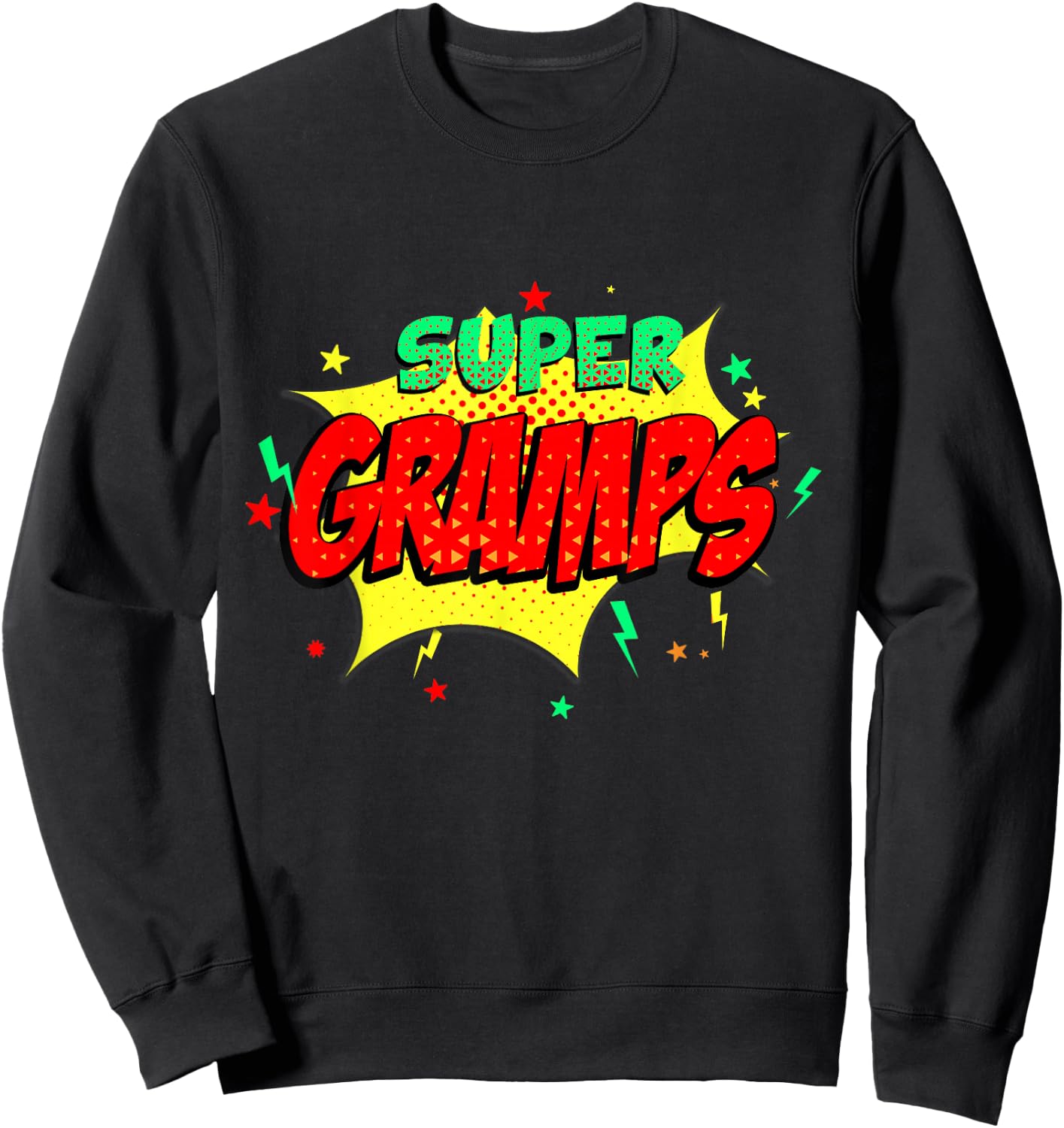 Super Gramps Comic Themed Style Superhero Fathers Day Sweatshirt - Sweatshirt | Black