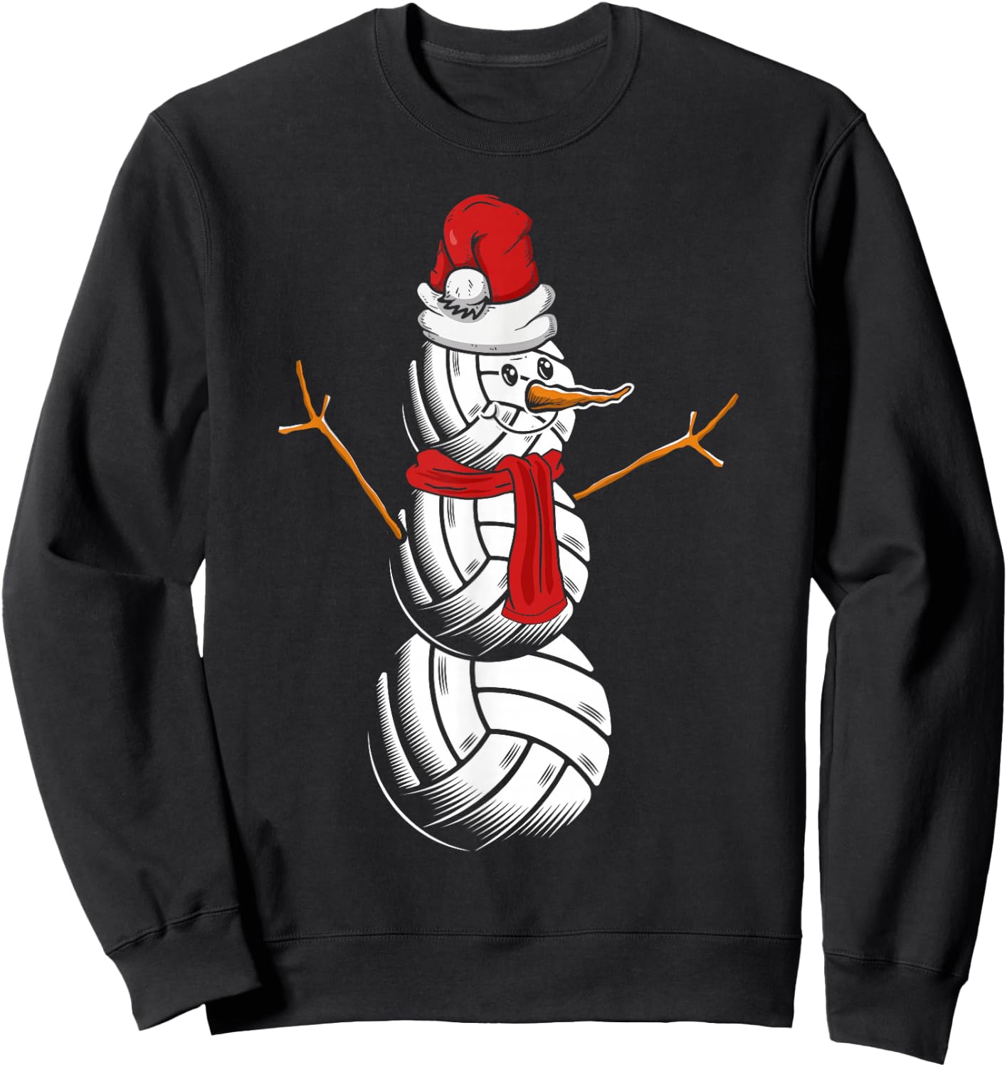 Volleyball Player Snowman Merry Xmas Christmas Day Sweatshirt - Sweatshirt | Black