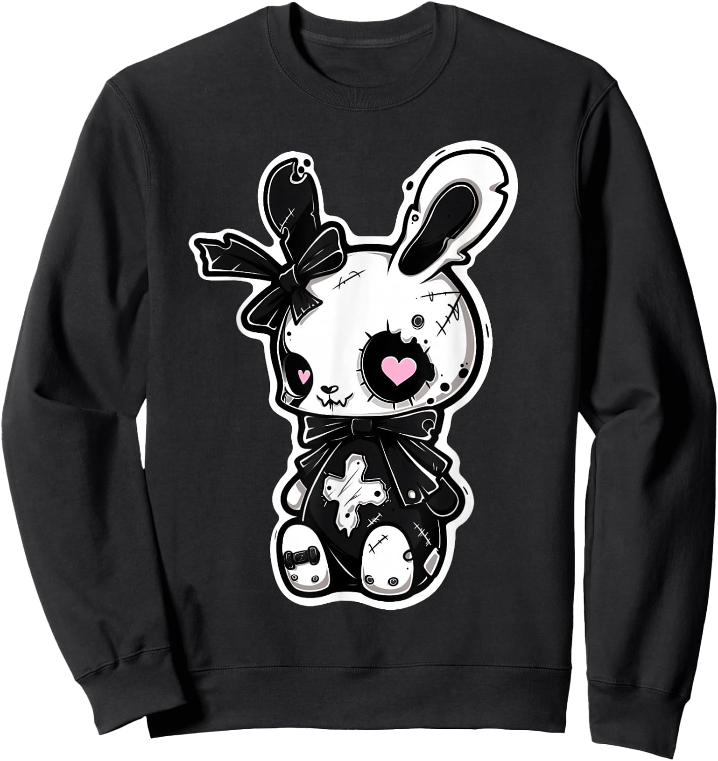 Goth Bunny Kawaii Rabbit E-Girl Cute Gothic Outfit Grunge Sweatshirt - Sweatshirt | Black