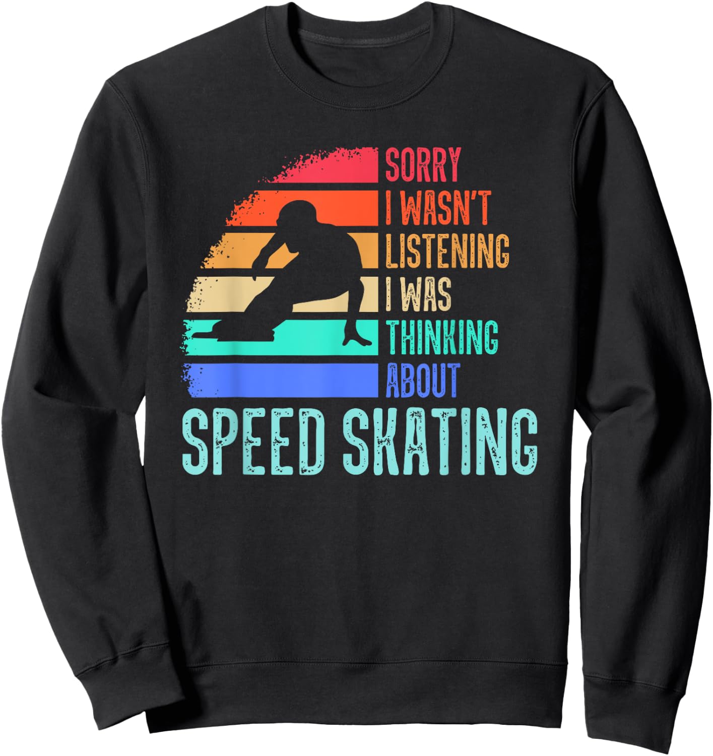 Speed Skating Retro Vintage Ice Skater Long Track Racing Sweatshirt - Sweatshirt | Black