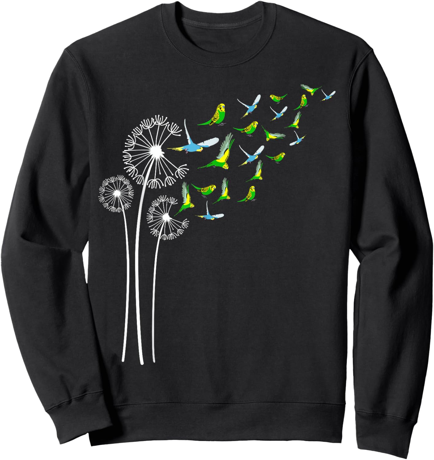 Budgie Dandelion Flower For Dandelions and Parakeet Lover Sweatshirt - Sweatshirt | Black