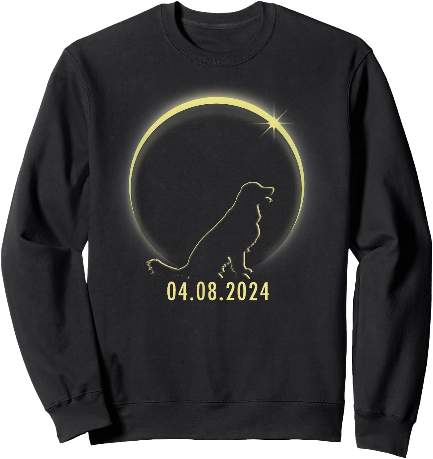 Total Solar Eclipse Golden Retriever Lover April 8 2024 Sweatshirt - Sweatshirt | Black