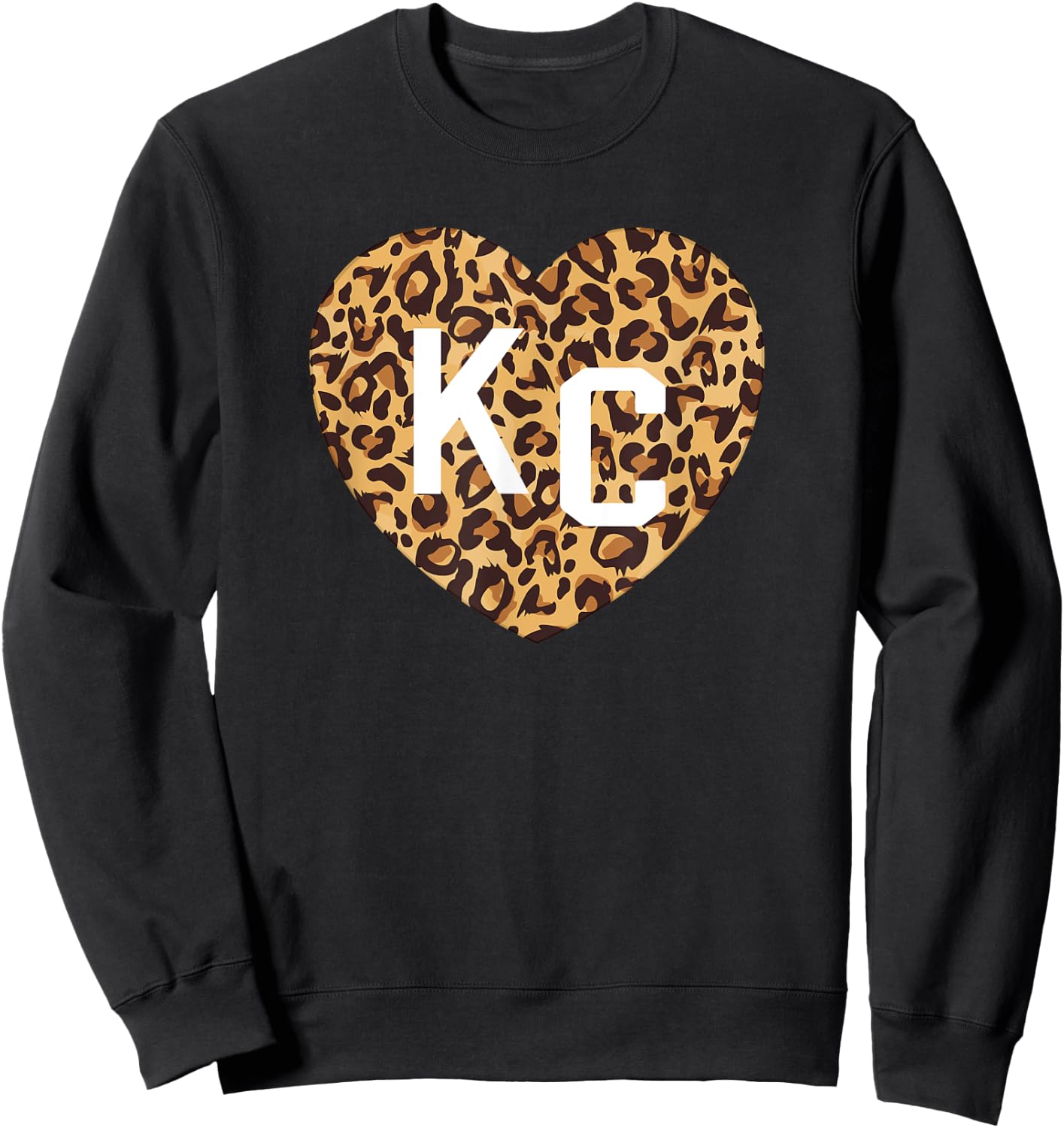 Heart KC Cheetah Leopard Pattern Brown Yellow Spots Heart Kc Sweatshirt - Sweatshirt | Black