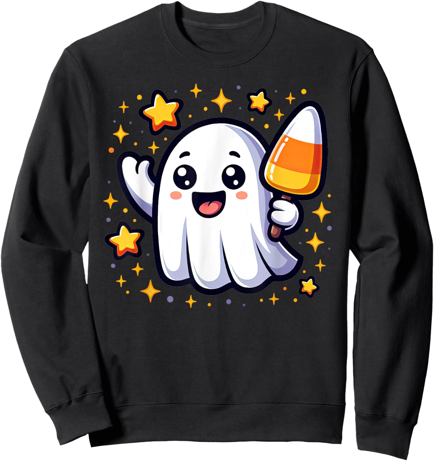 Cute Halloween Ghost Candy Corn Kids and Halloween Lovers Sweatshirt - Sweatshirt | Black