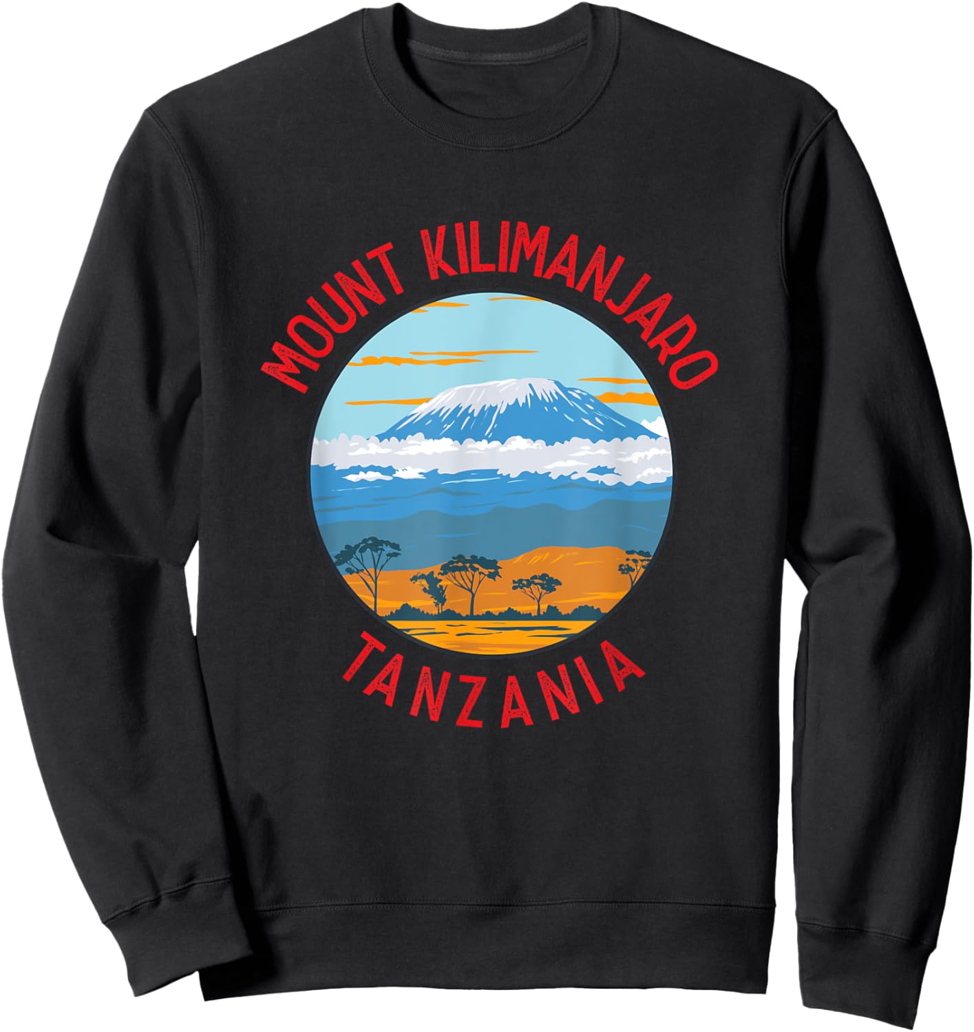 Mount Kilimanjaro Tanzania Distressed Circle Vintage Sweatshirt - Sweatshirt | Black