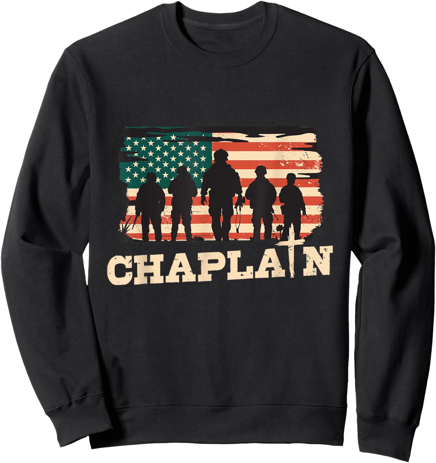 Military Chaplain US Flag Chaplain Sweatshirt - Sweatshirt | Black