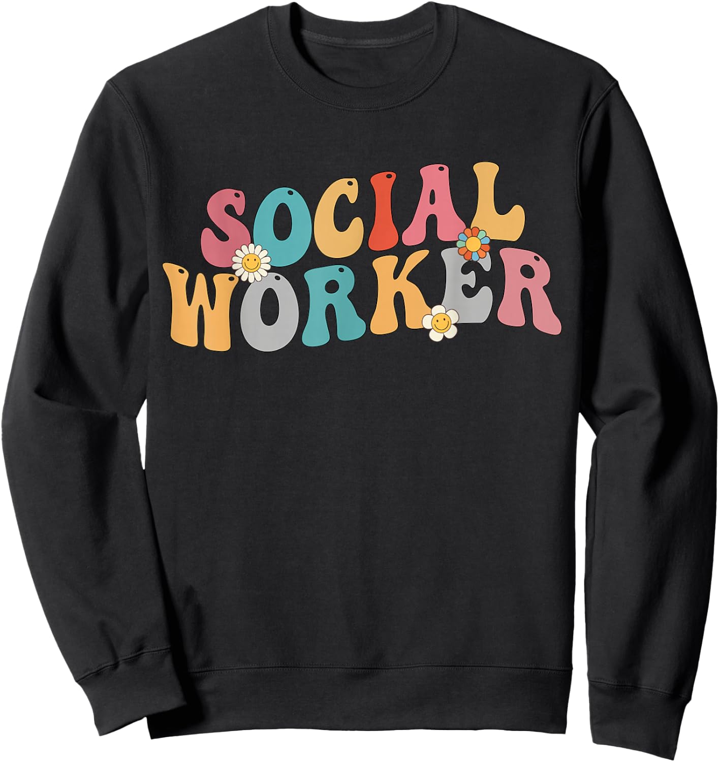 Social Worker Retro Groovy School Social Worker Sweatshirt - Sweatshirt | Black