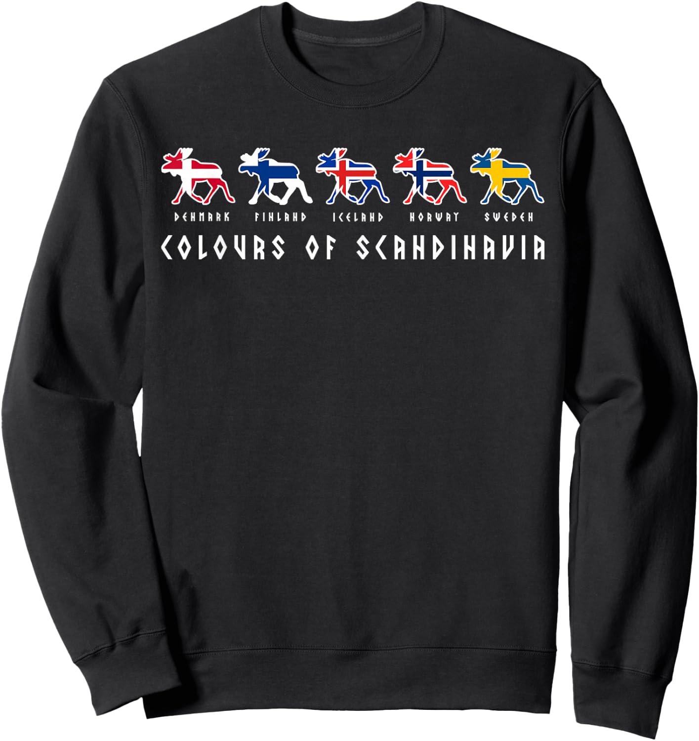 Scandinavia flags elk colours Sweden, Norway Sweatshirt - Sweatshirt | Black