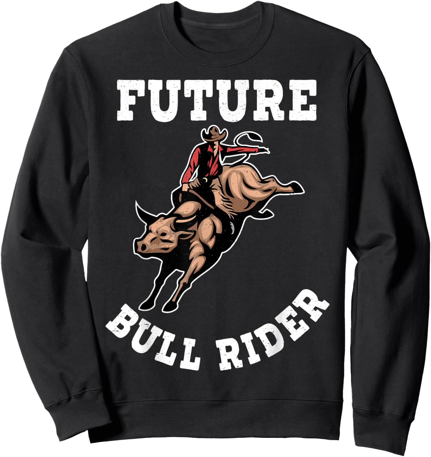 Cool Cowboy Cowgirl Ranch Apparel Gifts Rodeo Future Bull Rider Bull Riding Mechanical Boys Kids Sweatshirt - Sweatshirt | Black