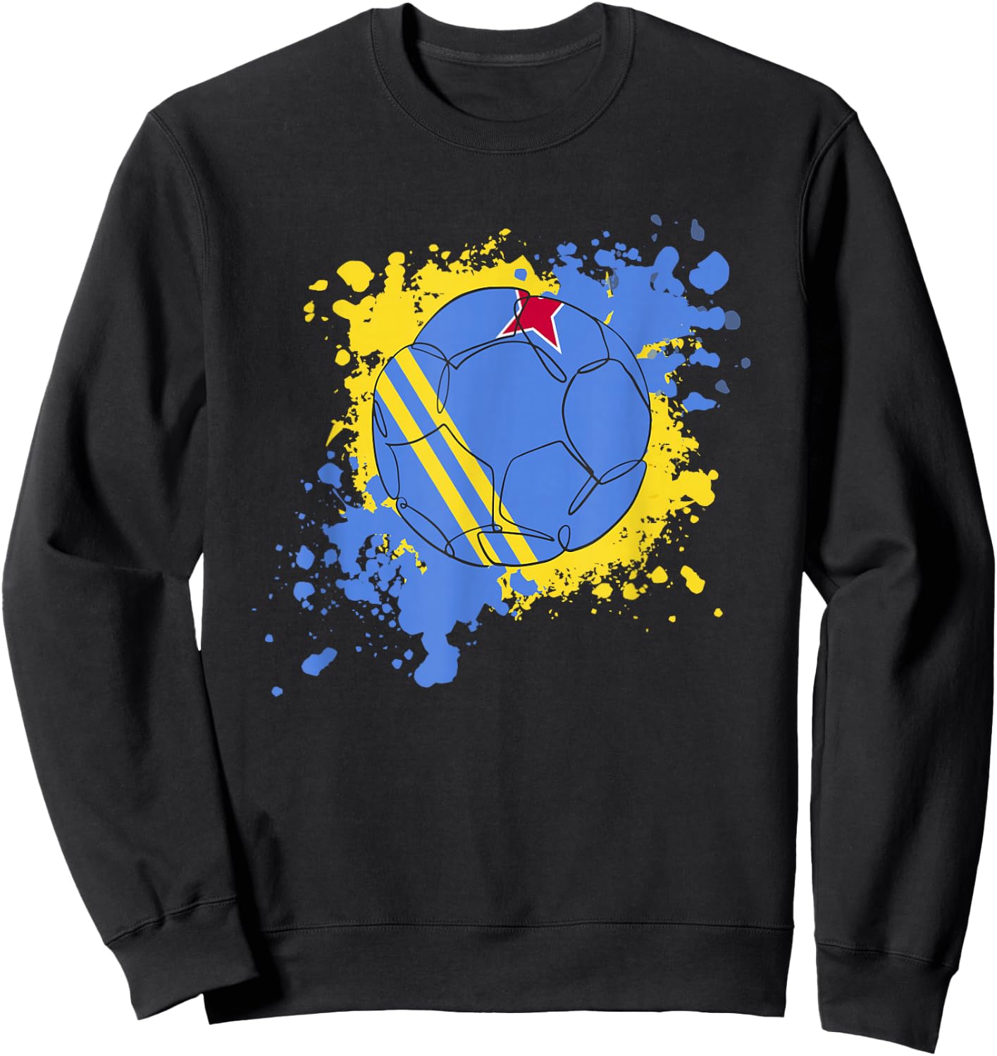 Soccer Ball With The Flag Of Aruba Sweatshirt - Sweatshirt | Black