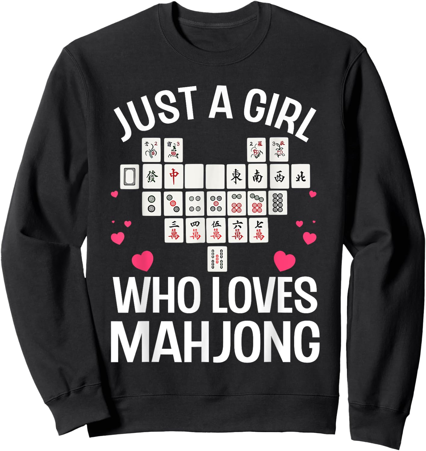 Funny Mahjong Design For Girls Women Chinese Mahjong Players Sweatshirt - Sweatshirt | Black