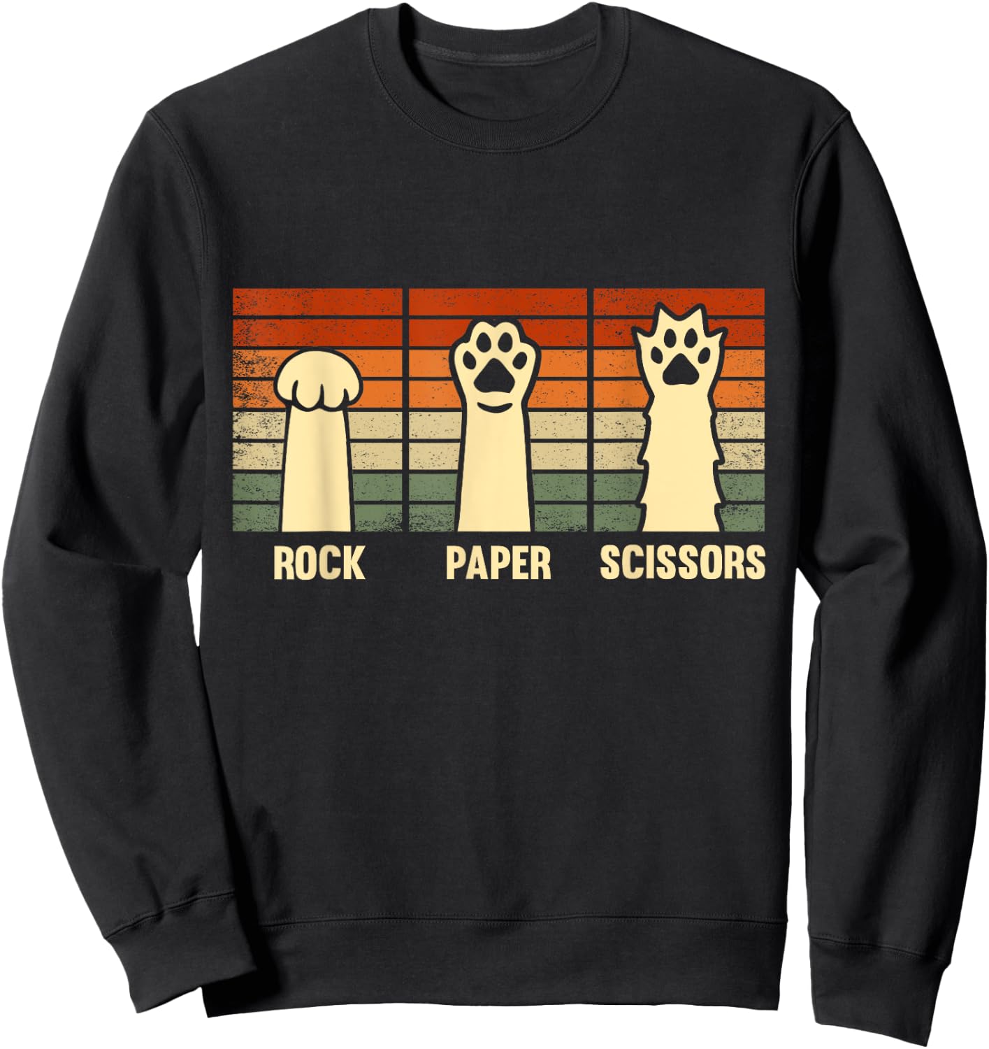 Rock Paper Scissors Hand Game Cute Paw Funny Cat Kids Sweatshirt - Sweatshirt | Black