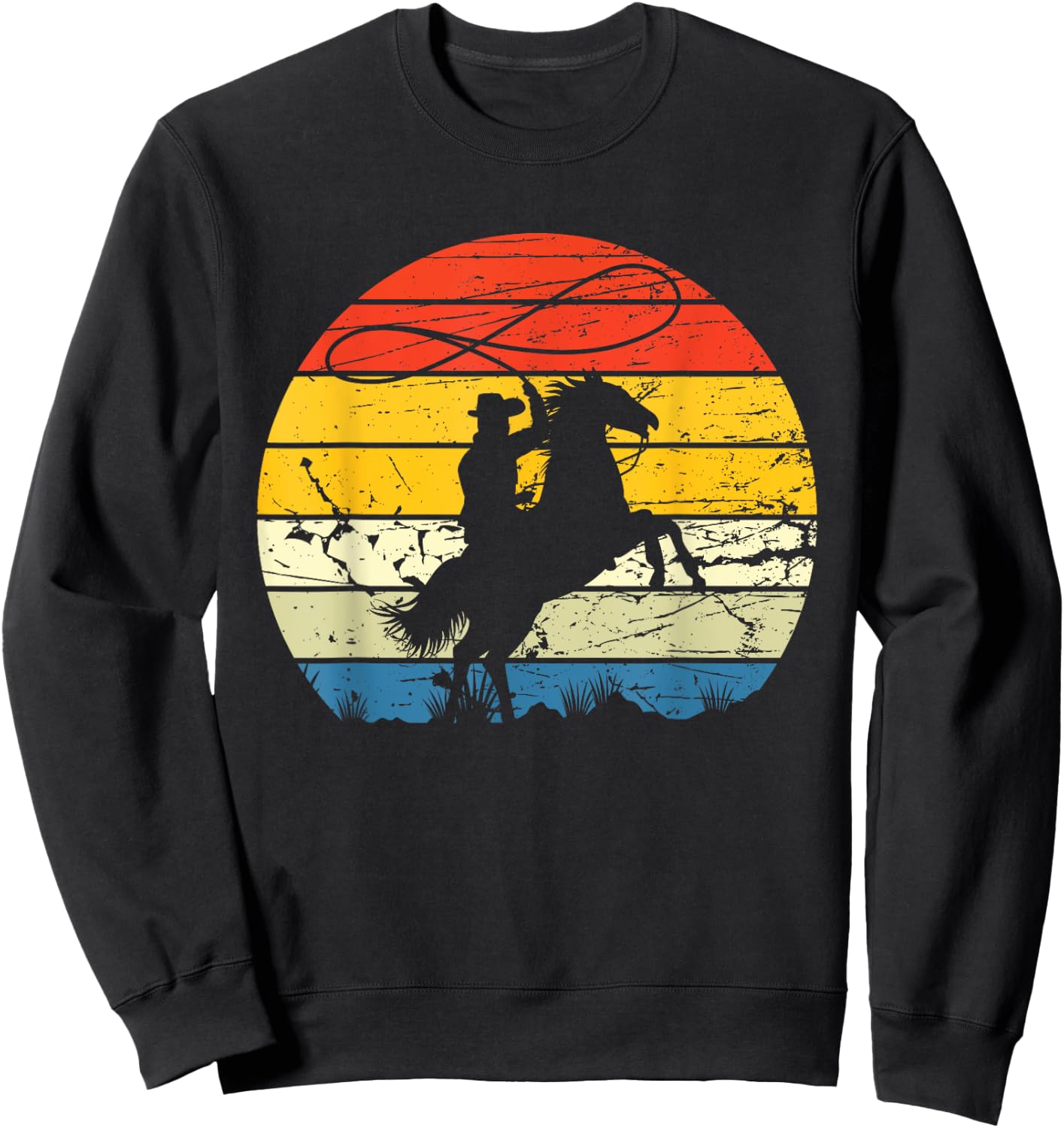 Horse Roping - Western Roper Equestrian Header Heeler Cowboy Sweatshirt - Sweatshirt | Black