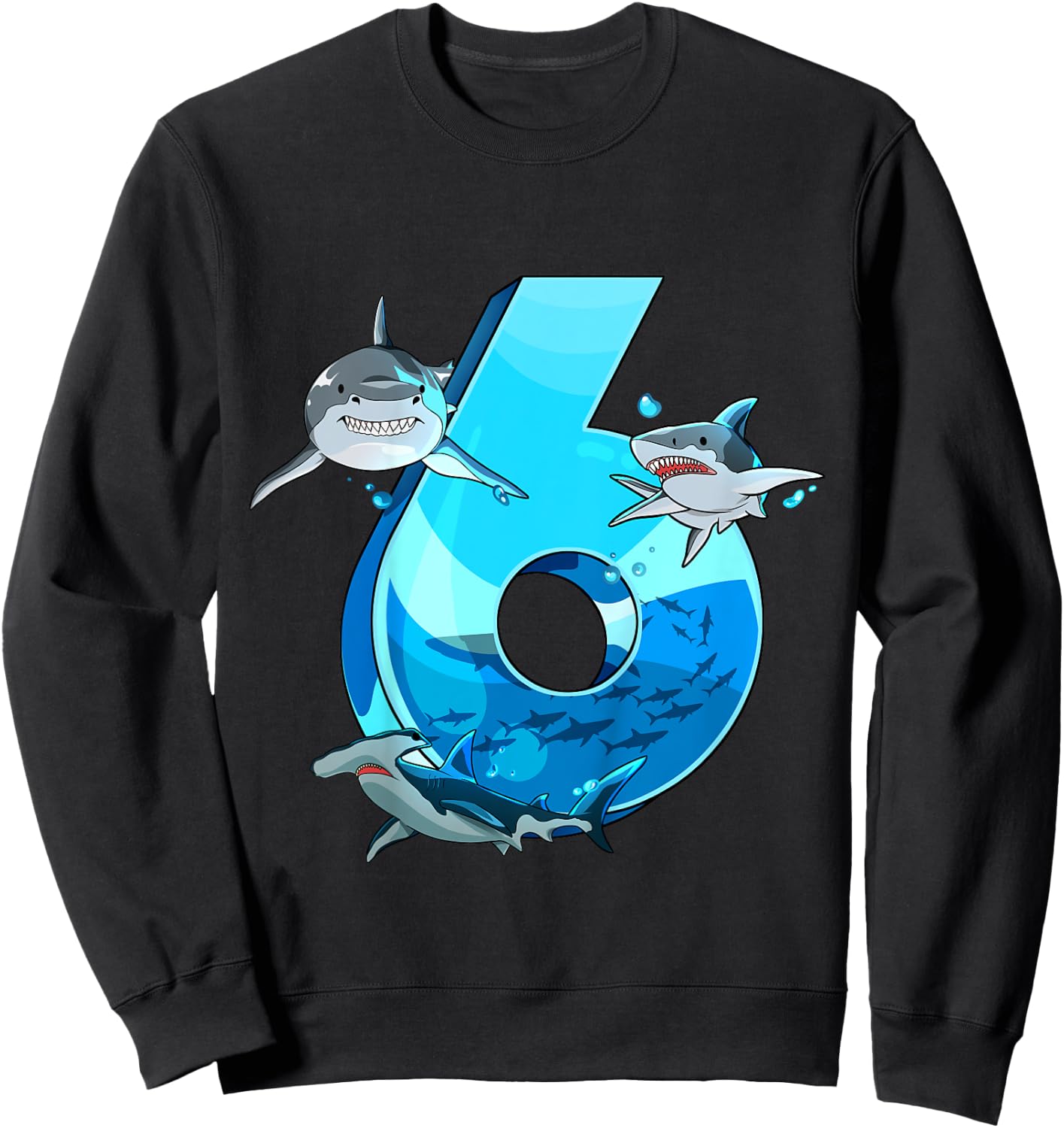 Kids Shark Boy 6 Years Birthday Child Children Birthday Sweatshirt - Sweatshirt | Black
