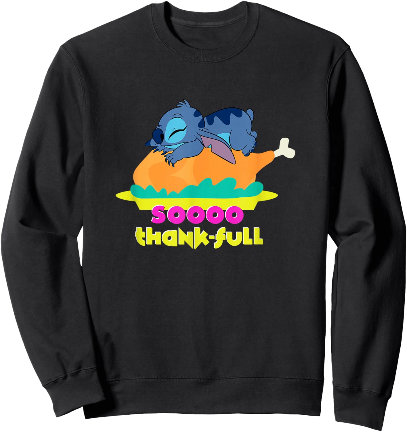 Disney Lilo & Stitch Thanksgiving Soooo Thankful Turkey Nap Sweatshirt - Sweatshirt | Black