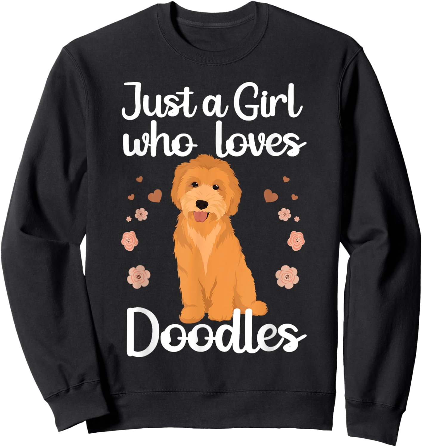 Cute Doodle Art Girls Mom Golden Doodle Dog Lovers Sweatshirt - Sweatshirt | Black