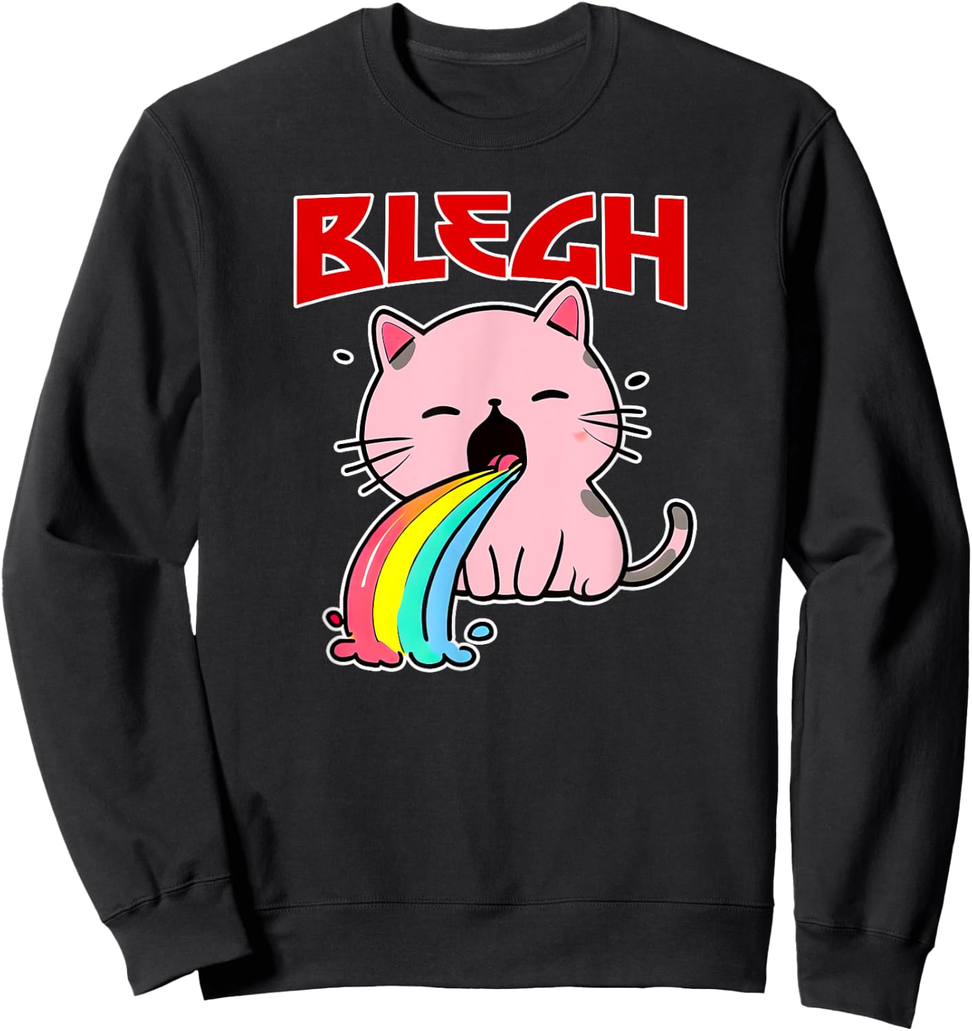 BLEGH Funny death metal cat shirt mosh-pit metalhead clothes Men Women Sweatshirt - Sweatshirt | Black