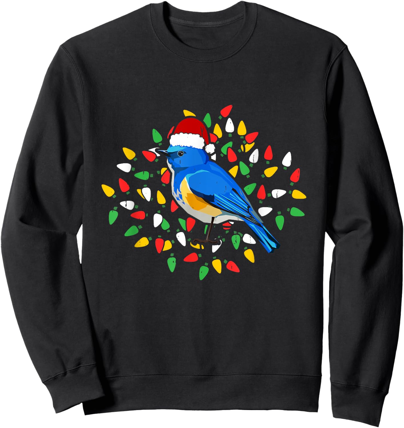 Holiday Xmas Santa Hat Himalayan Bluetail Bird Christmas Sweatshirt - Sweatshirt | Black