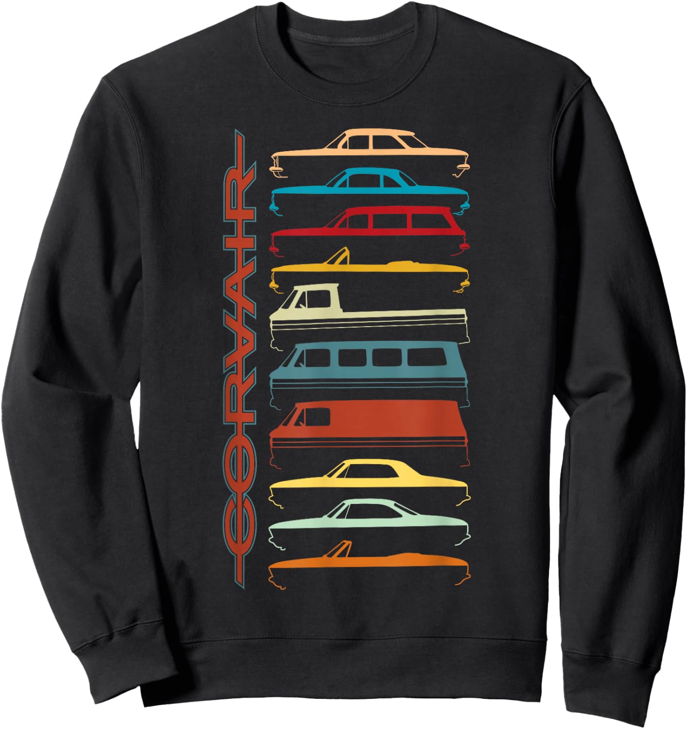 FlatSix Graphics LLc Corvair All Model Sillhouettes - -Adults, Black, Short Sleeve, , Small Sweatshirt - Sweatshirt | Black