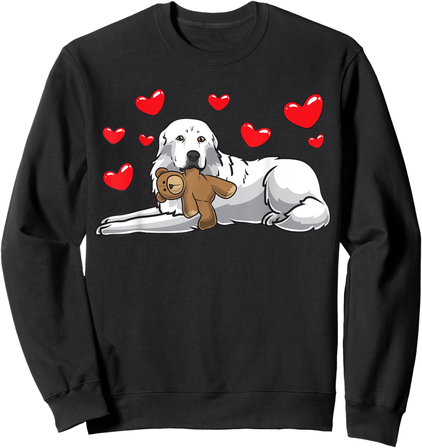 Great Pyrenees Gifts by Thembalove -Adults, -Kids Black Cotton Polyester Small Short Sleeve Classic Fit Sweatshirt - Sweatshirt | Black