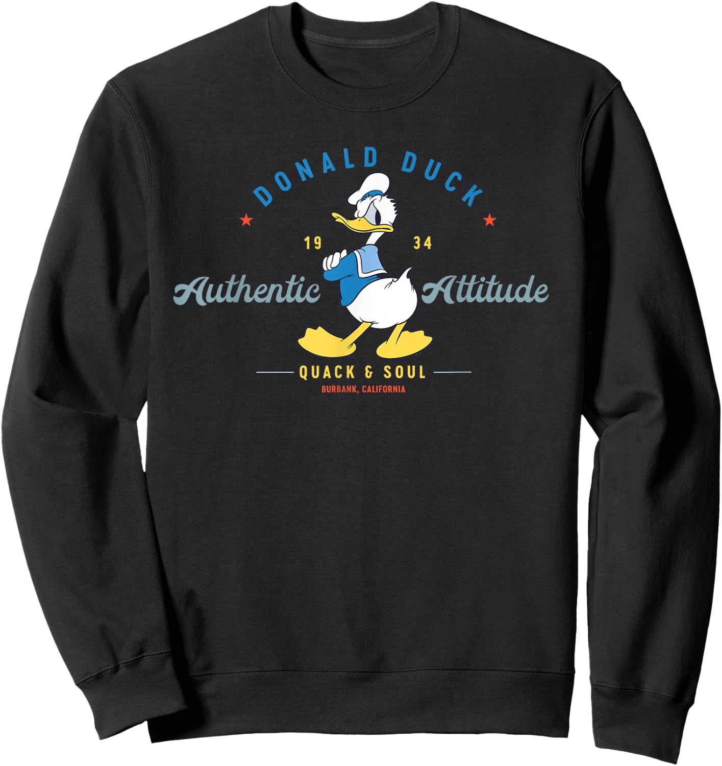 Disney Donald Duck Authentic Attitude Retro Vintage Small Sweatshirt - Sweatshirt | Black