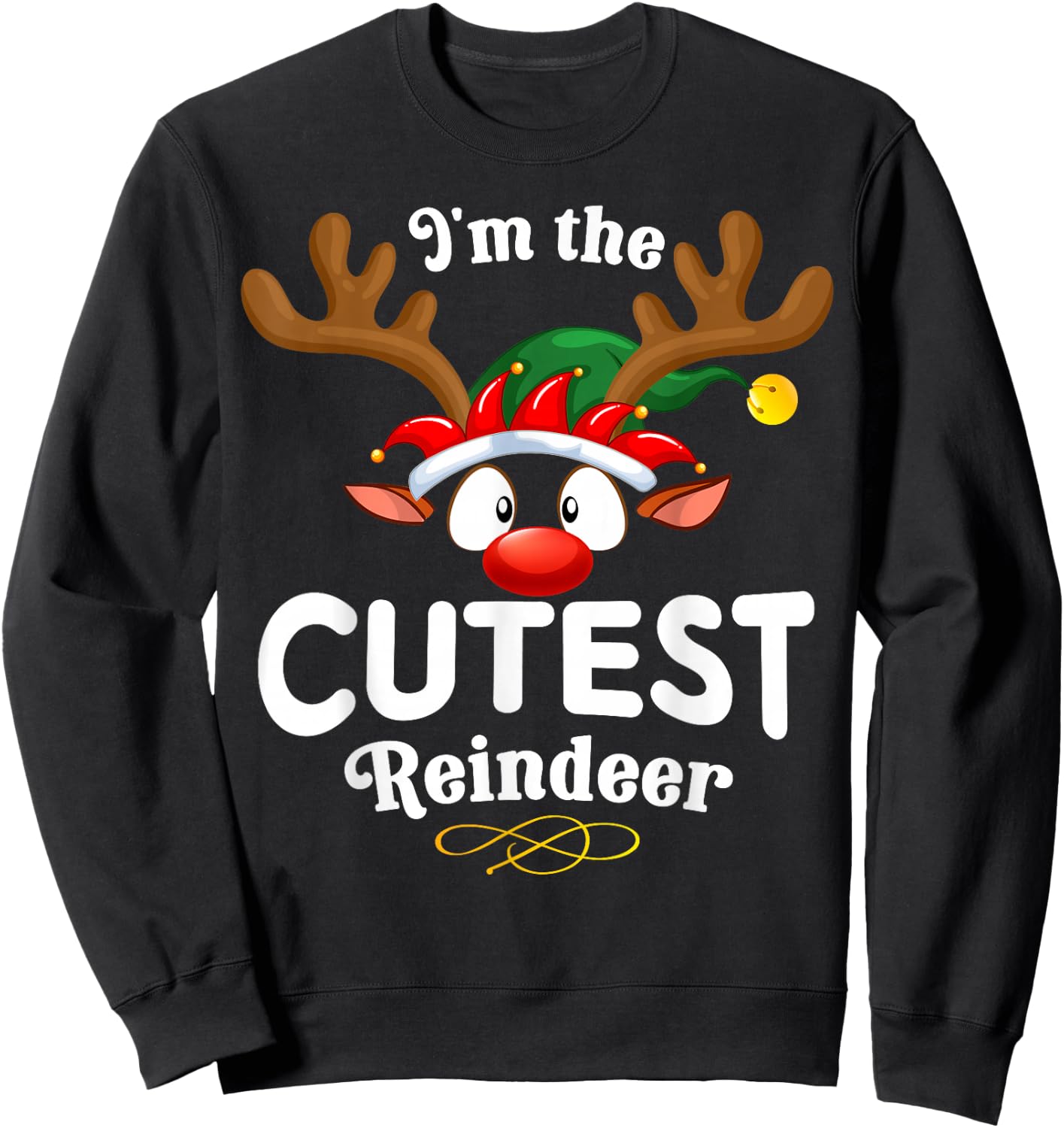 Christmas PJS Cutest XMas Reindeer Matching Sweatshirt - Sweatshirt | Black