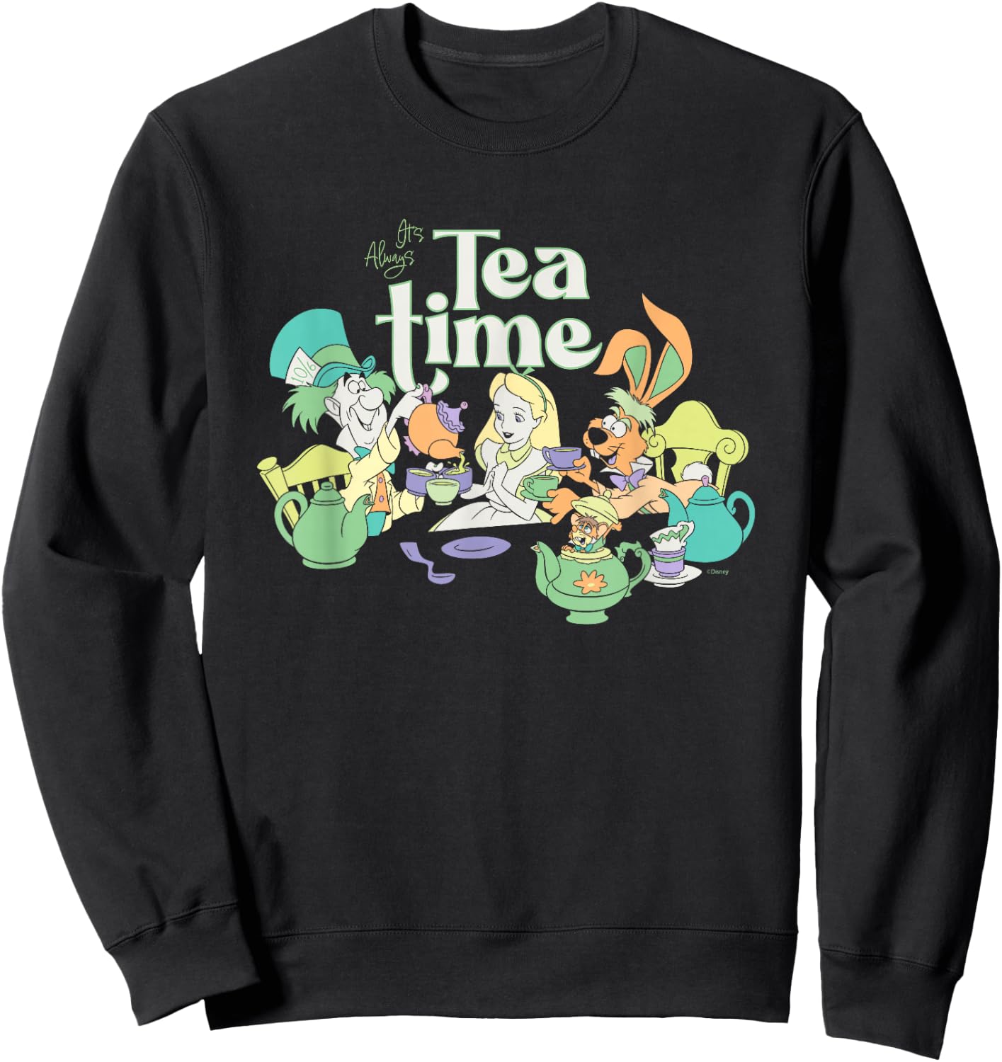 Disney Alice in Wonderland It’s Always Tea Time Vintage Sweatshirt - Sweatshirt | Black