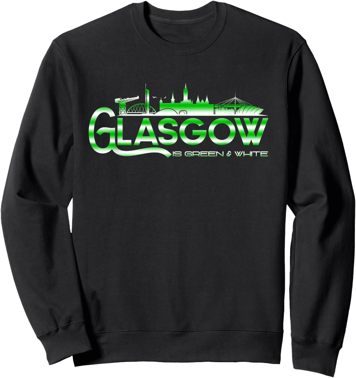 Glasgow is Green and White Sweatshirt - Sweatshirt | Black