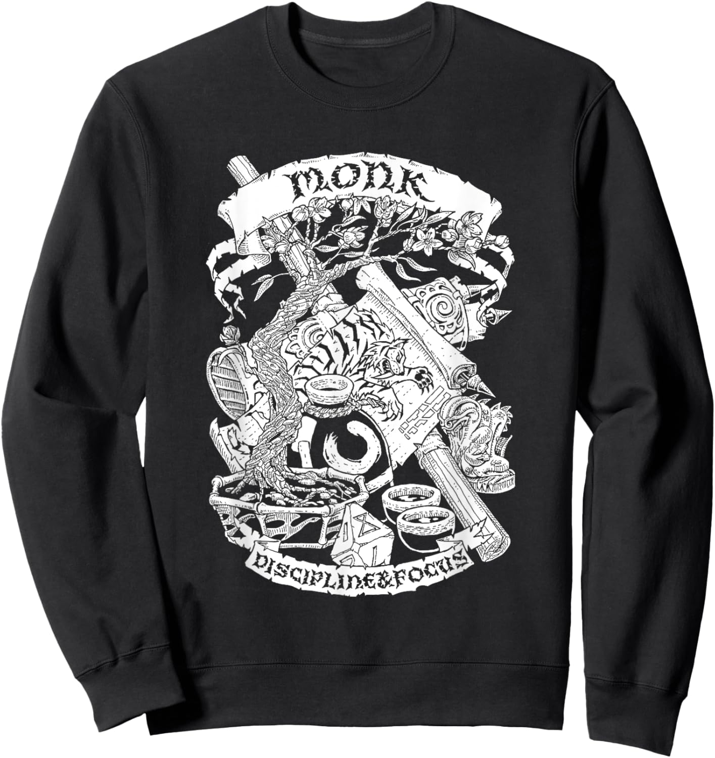 Fantasy Role-Playing Game (RPG) Monk Sweatshirt - Sweatshirt | Black