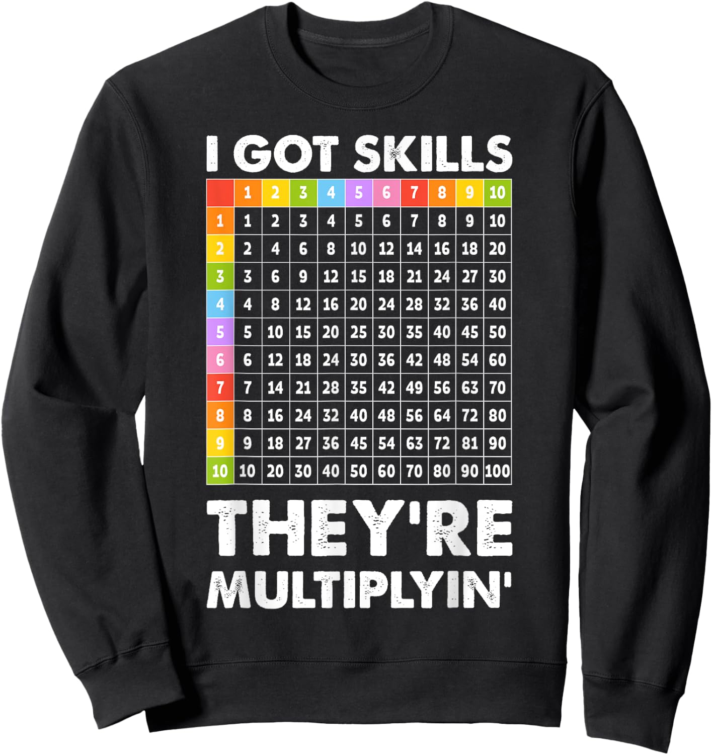 I Got Skills They're Multiplying Nerd Funny Math Teacher Sweatshirt - Sweatshirt | Black