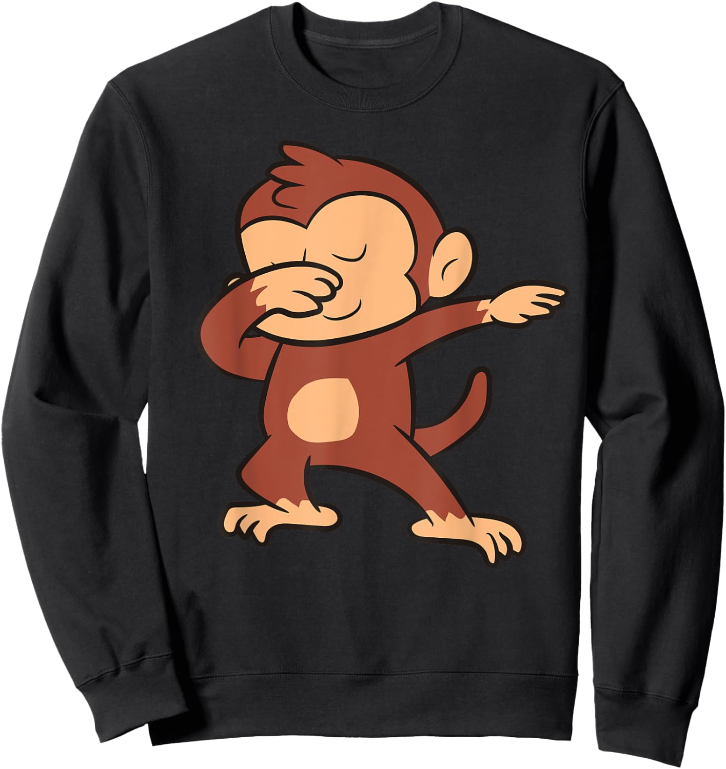 Dabbing Monkey Dancing Cute Ape Monkey Sweatshirt - Sweatshirt | Black