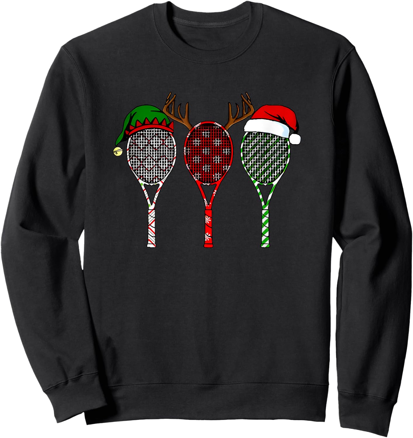 Tennis Merry Chistmas 3 tennis racket christmas Sweatshirt - Sweatshirt | Black