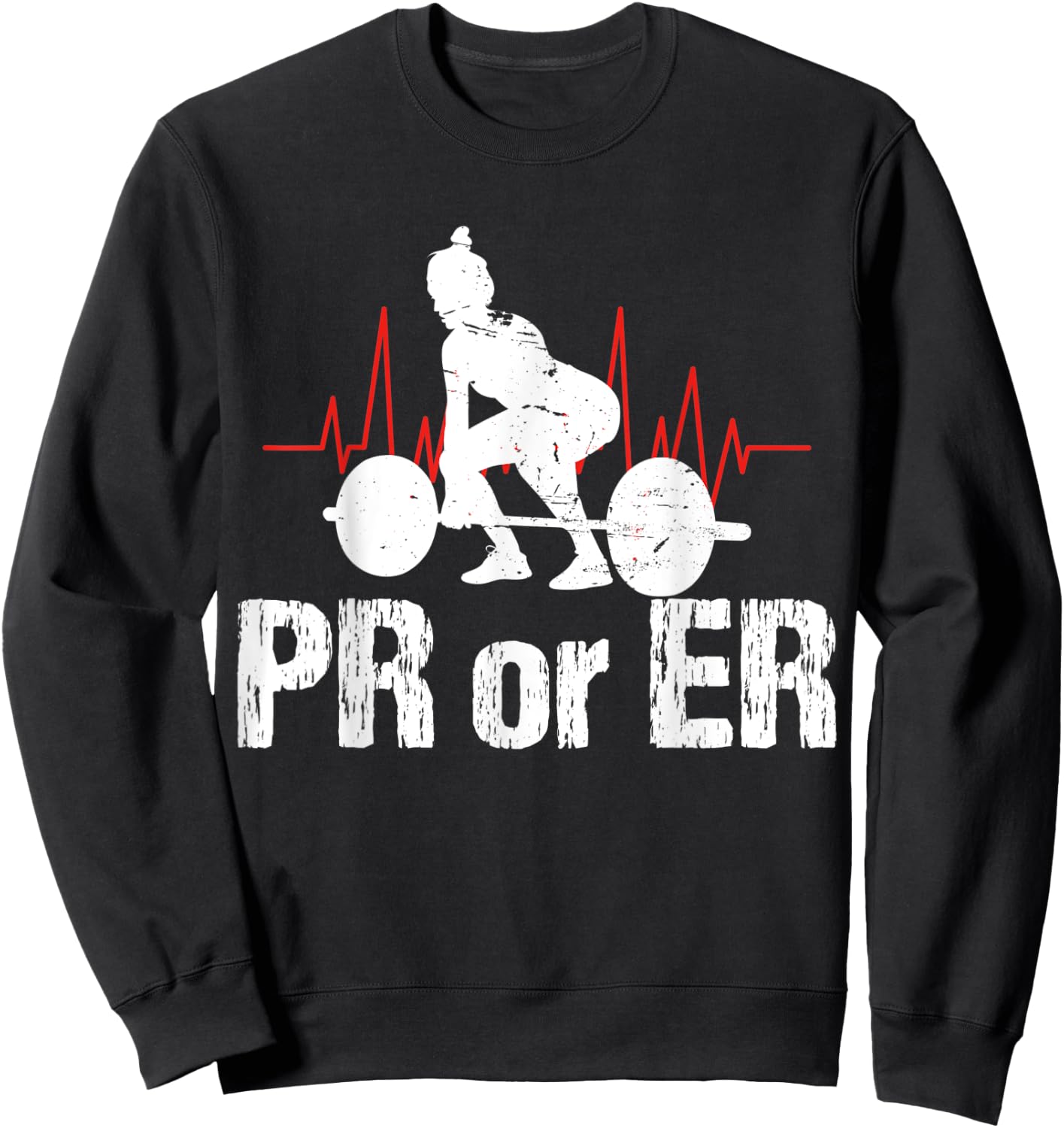 PR Or ER Funny Weightlifting Bodybuilding Apparel Vintage Sweatshirt - Sweatshirt | Black