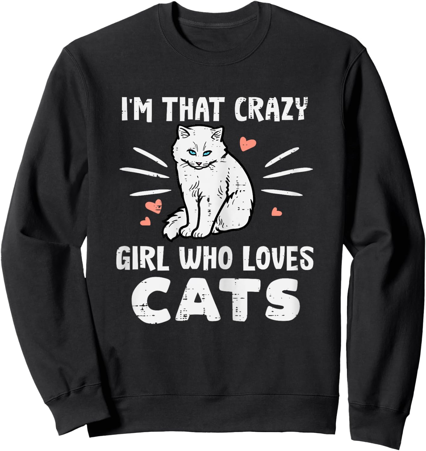 Im Crazy Girl Who Loves Cats Funny Women Girls Teens Youth Sweatshirt - Sweatshirt | Black