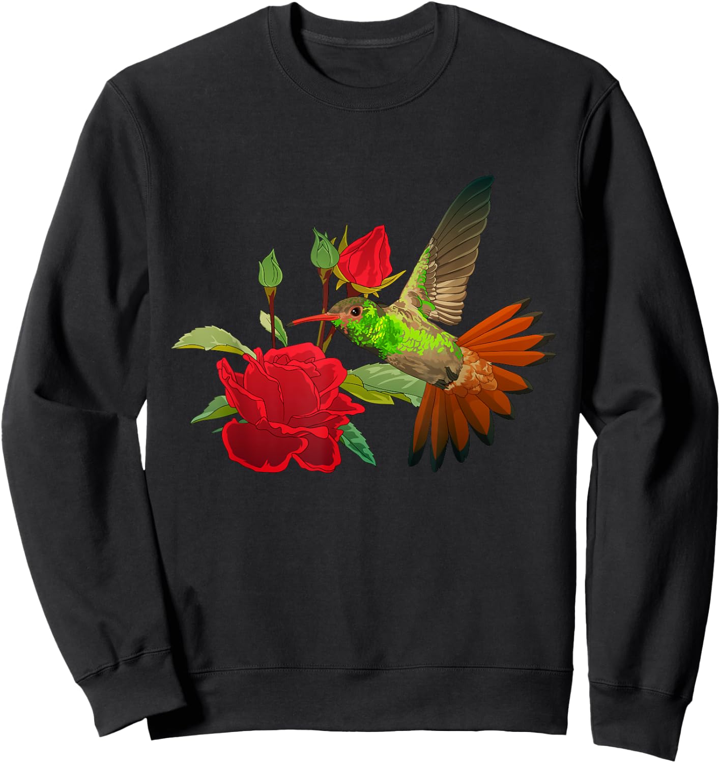 Hummingbird with flower Sweatshirt - Sweatshirt | Black