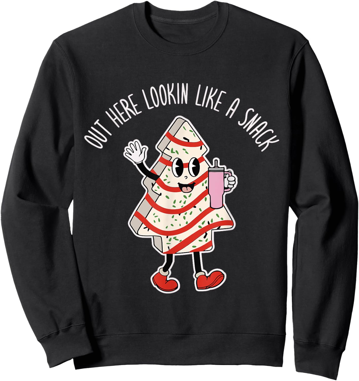 Out Here Looking Like A Snack Groovy Boo Jee Christmas Tree Sweatshirt - Sweatshirt | Black