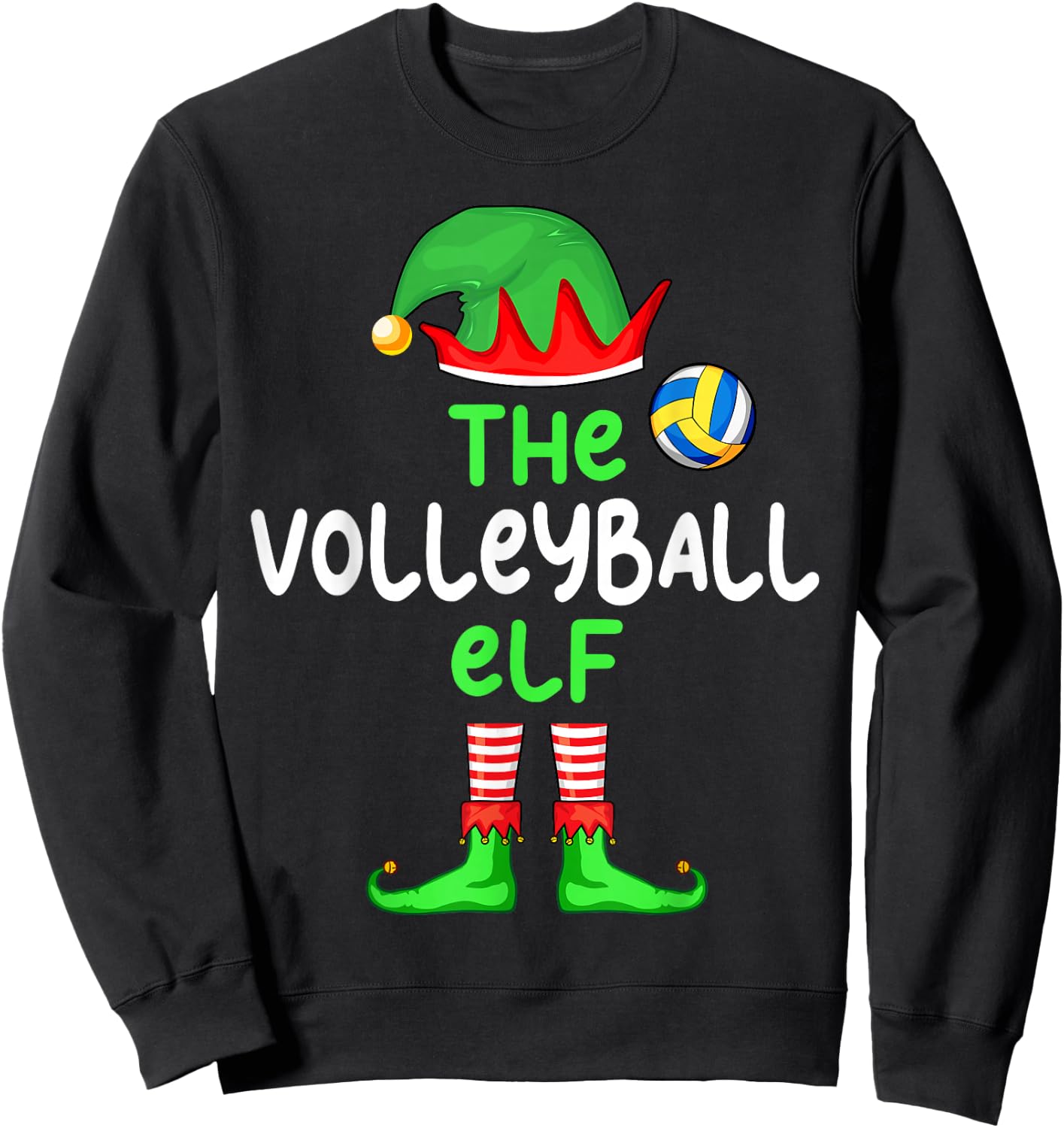 I'm The Volleyball Elf Christmas Family Matching Pajama Sweatshirt - Sweatshirt | Black