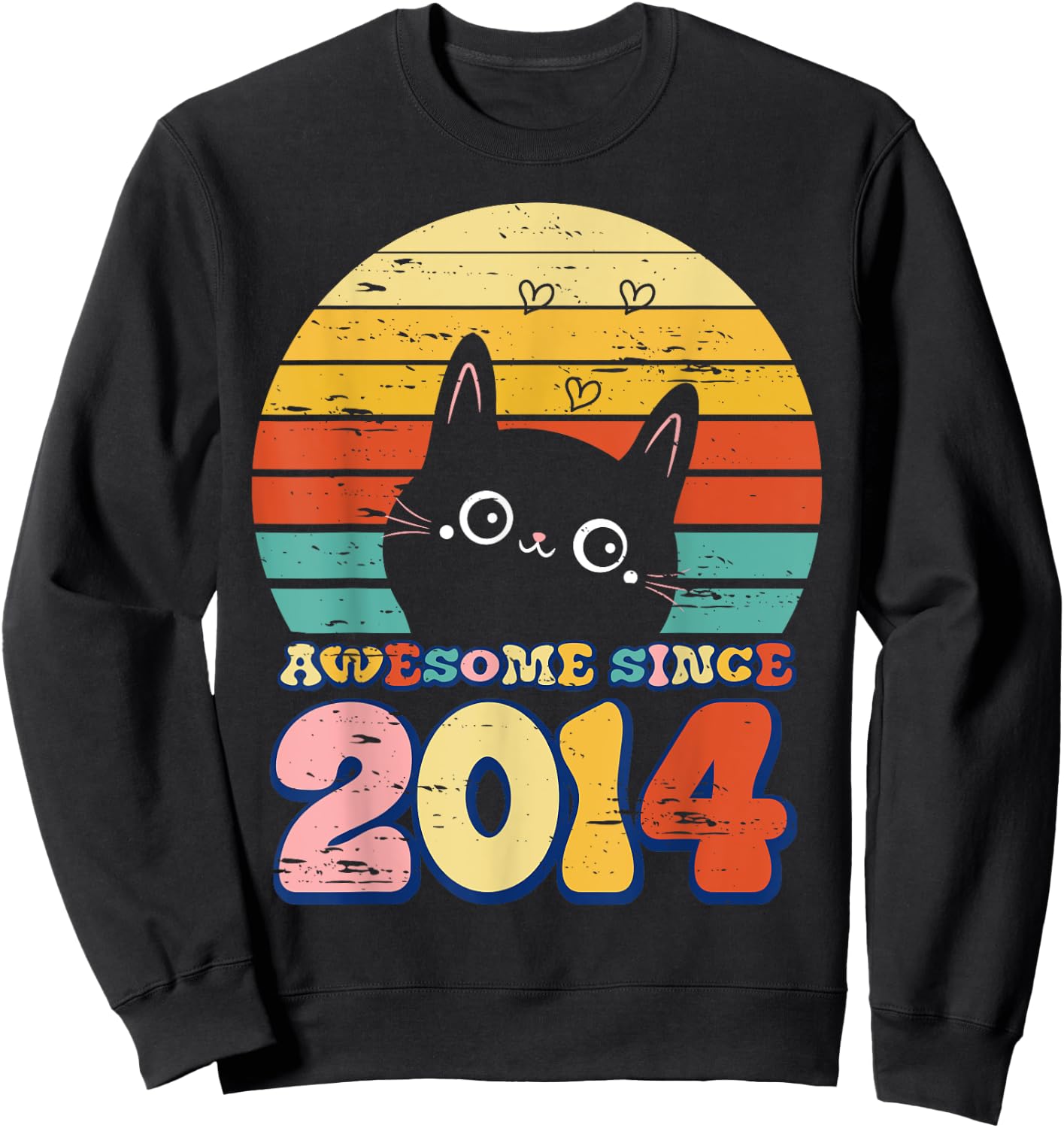 Awesome Since 2014 Cat For Girl Boy Its My 11th Birthday Sweatshirt - Sweatshirt | Black