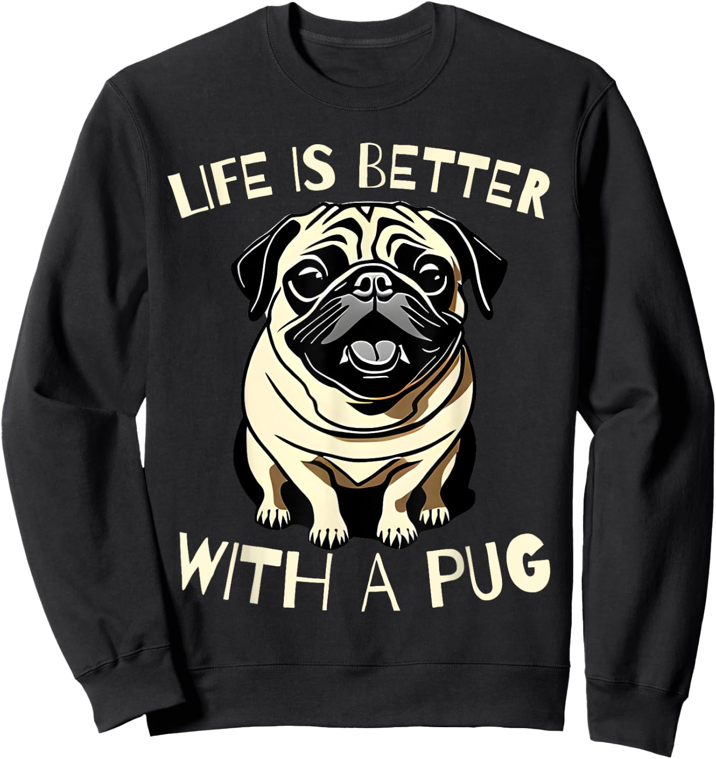 Pug Dog Lover Funny Pug Owner Men Kids Cute Sweatshirt - Sweatshirt | Black