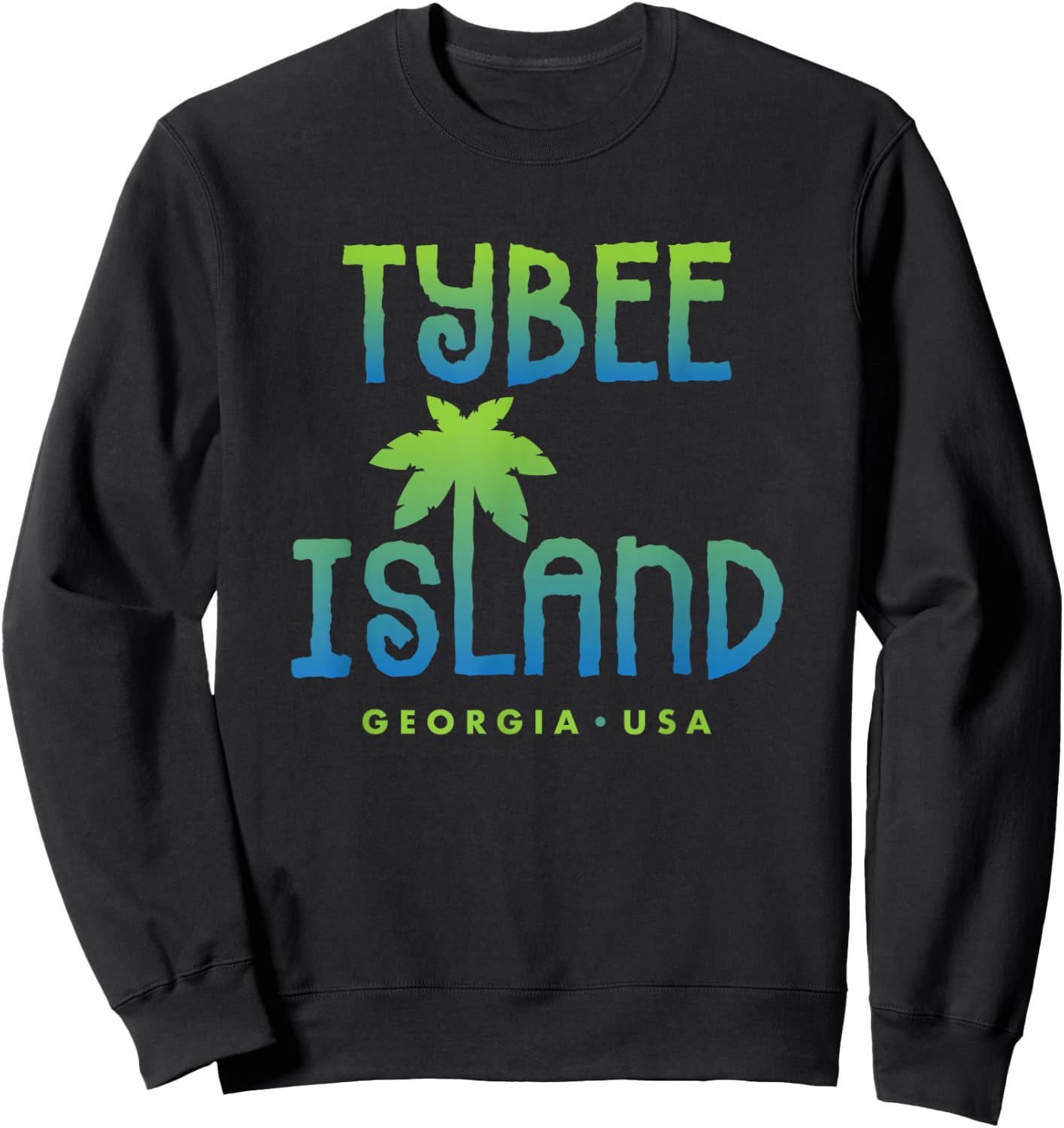 Tybee Island Georgia Typographic Design Sweatshirt - Sweatshirt | Black