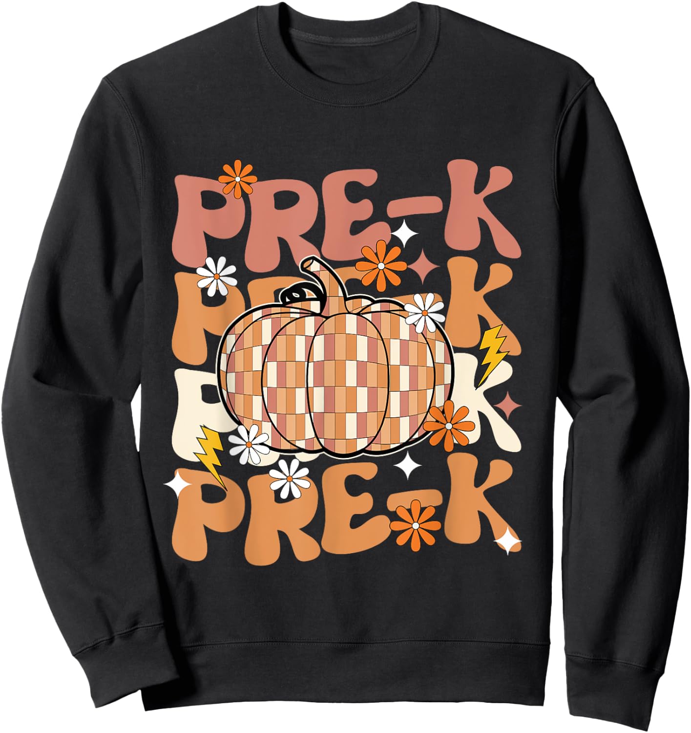 Pre-K Teacher Thanksgiving, Halloween Fall Pumpkin Teacher Sweatshirt - Sweatshirt | Black