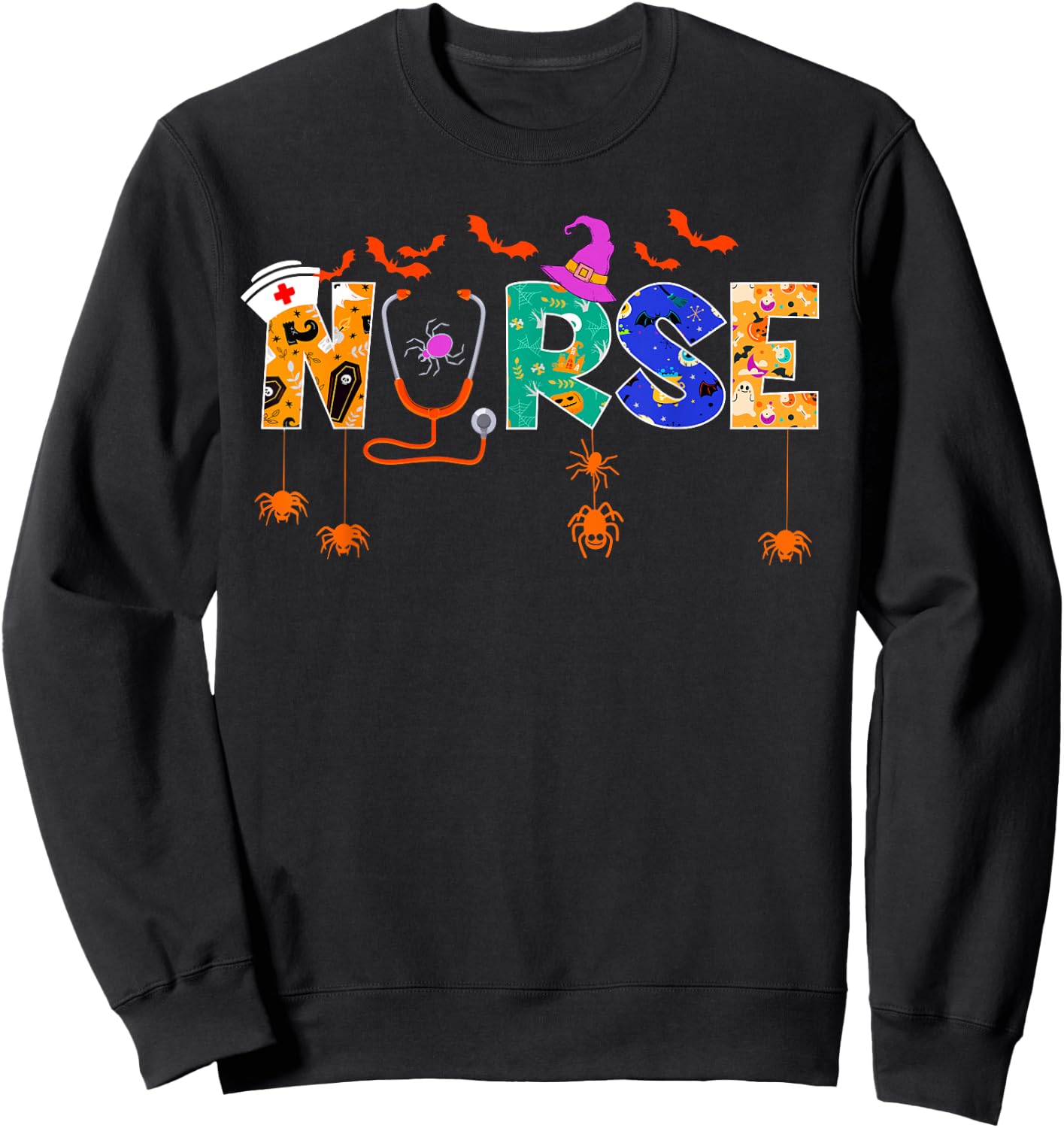 Nurse Halloween Gifts Spooky Nursing Halloween Sweatshirt - Sweatshirt | Black