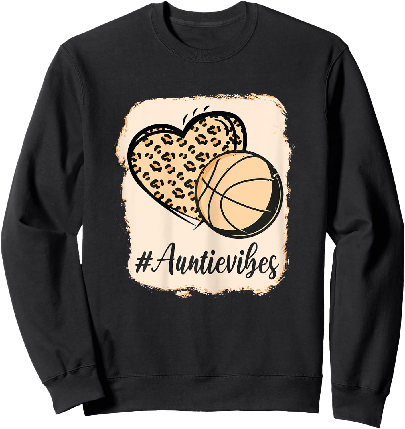 Bleached Basketball Vibes Auntie Messy Bun Love Ball Aunt Sweatshirt - Sweatshirt | Black