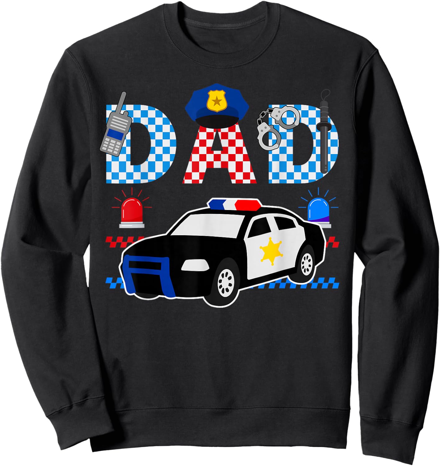 Cop Dad Police Themed Kids Birthday Officer Party Matching Sweatshirt - Sweatshirt | Black